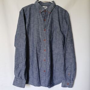 Old Navy Mens Long Sleeve Slim Fit Coupe Etroite Shirt Size LG Shades of Blue